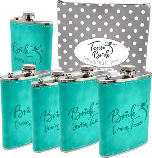 Team Groom Leather Wrapped Hip Flask Bachelor Party Must-Have